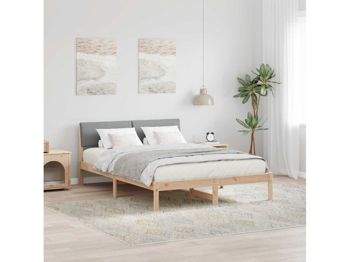 Vidaxl Estrutura Da Cama Marrom E Cinza Claro 140 X 200 Cm