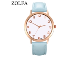 Reloj De Pulsera De Cuarzo Para Hombre Y Mujer Con Dial Redondo (azul Claro)