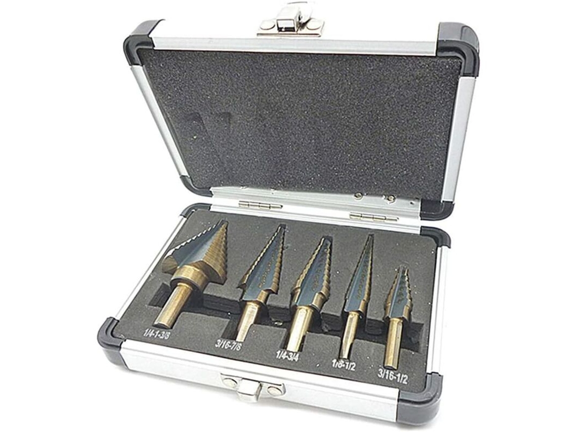 Conjunto de 5 Brocas Escalonadas com Maleta X001