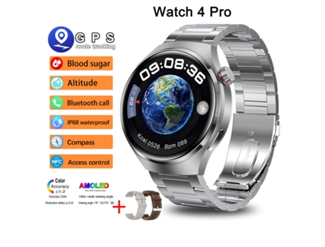 Smartwatch Timovo® Reloj Inteligente Para Android Ios Gt4 Pro Relógios À Prova Dwaterproof Água, Fitness Ao Ar Livre, Nfc, Rastreador Gps Prata