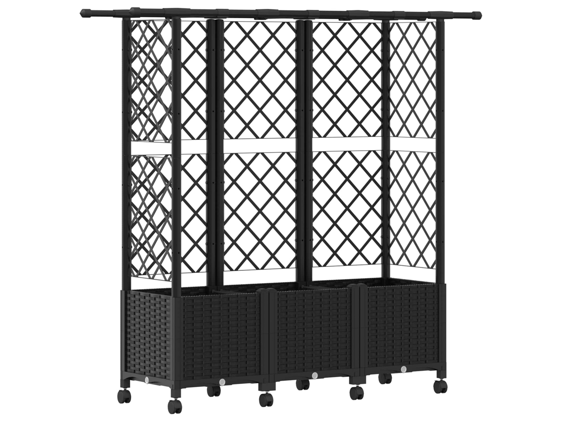 Conjunto 1 Canteiro De Jardim Elevado Vidaxl Preto Polipropileno (163,5 X 40 X 142 Cm)