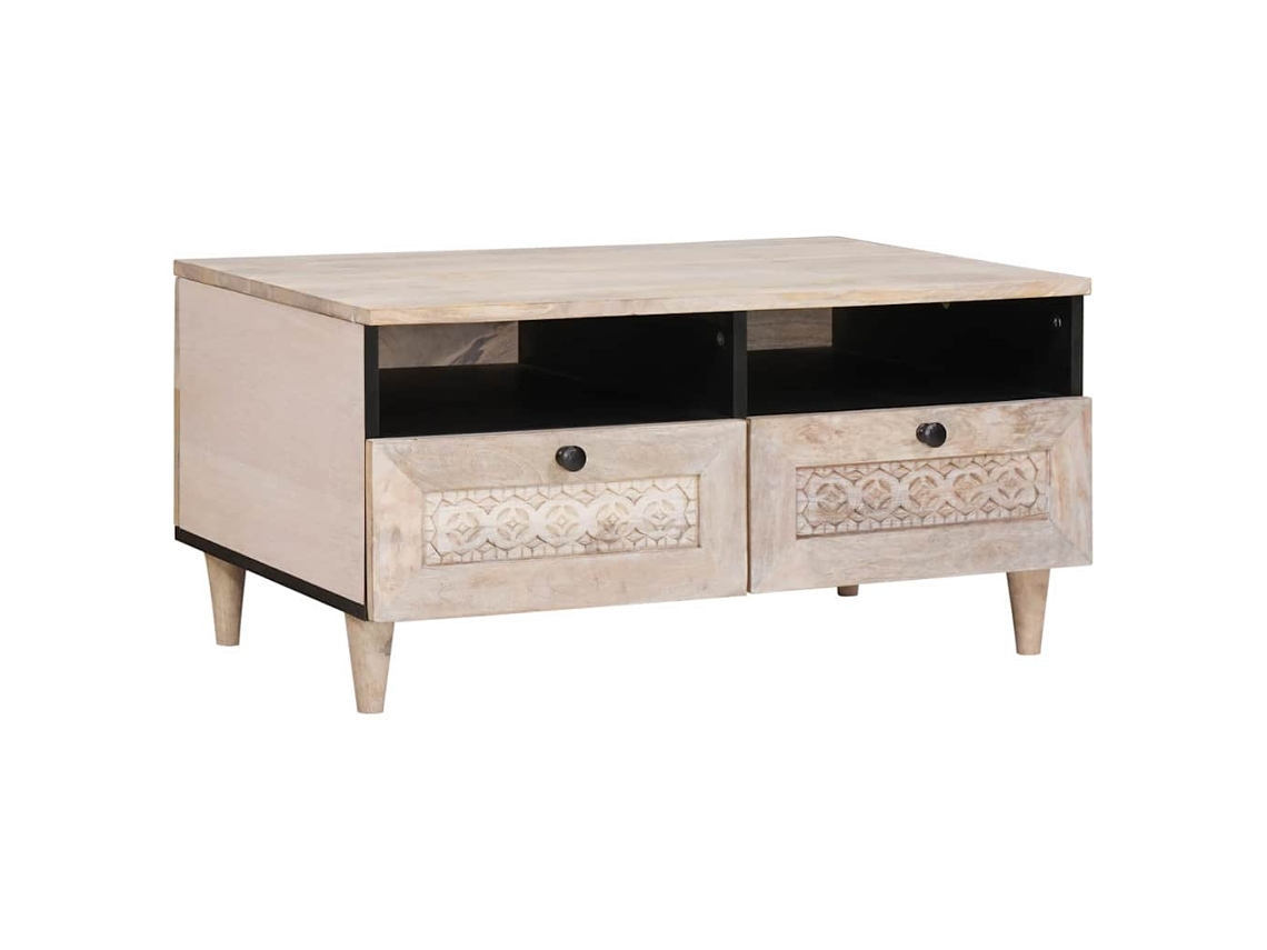Vidaxl Mesa De Centro Branco Descolorido 80 X 54 X 40 Cm