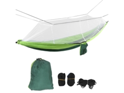 Rede De Campismo Lurelia Para 2 Pessoas 260x140cm, 300kg Com Mosquiteiro, Correias, Cor Verde Escuro/verde Fruta
