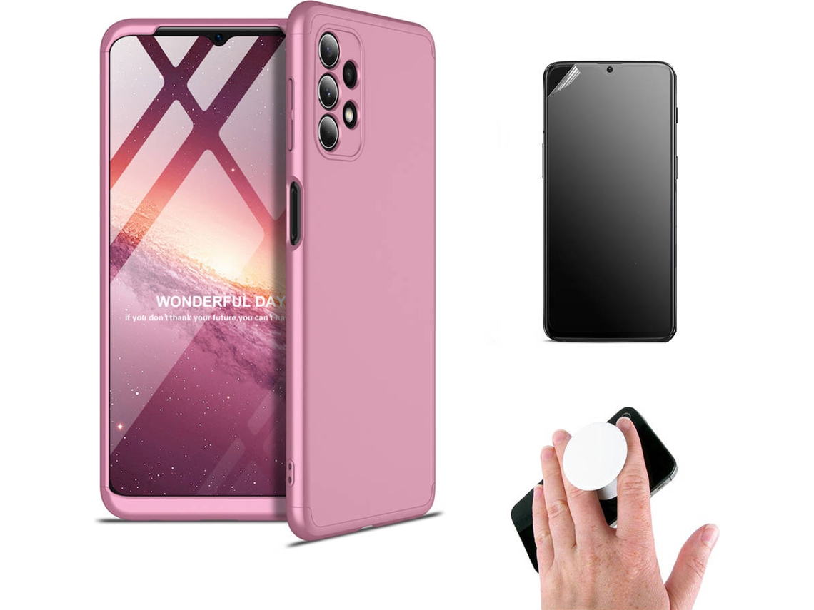 Kit Capa e Película Samsung A72 4G Ultimatte Slim Armor 360º Y Popsocket Rosa