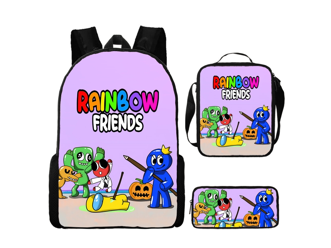 Conjunto De Mochila Infantil Com Estampa De Arco-íris E Três Peças: Mochila, Mochila De Refeição A Tiracolo E Estojo, Modelo 9