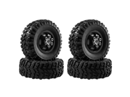 Conjunto 4 Rodas e Pneus Metal Prateado Toyota Land Cruiser Mn82 Lc79 Mn78 Wpl D90 D91 D96 99s 1/12 Rc Peças MDUG