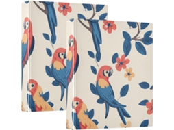 Pasta Escolar Com Estampa De Arara Desenho Animado, 3, 8cm 1 2 Polegada, 3 Argolas Com Bolsos Internos, Capa Dura