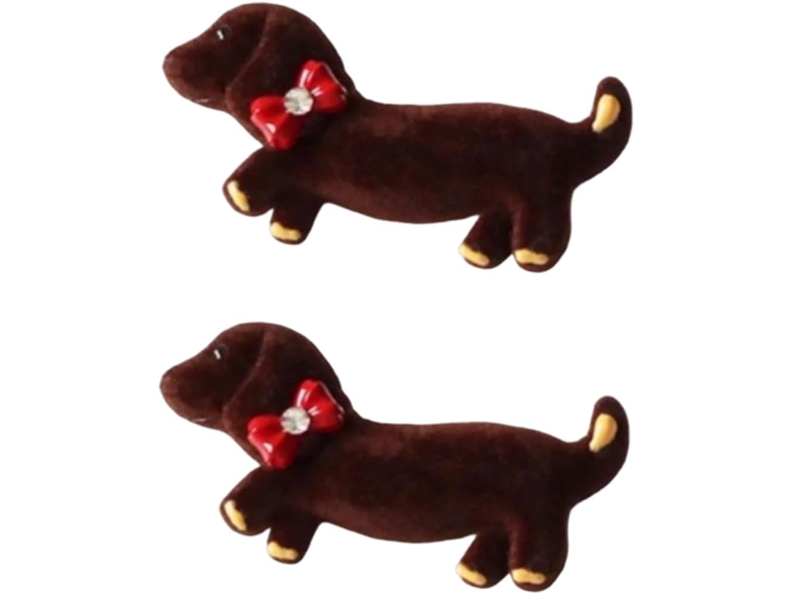 2 Presilhas De Veludo Cachorro Dachshund, C