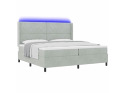 Cama Box com Colchão com Led Cinzento Claro Veludo MAISON EXCLUSIVE (200x200 cm)