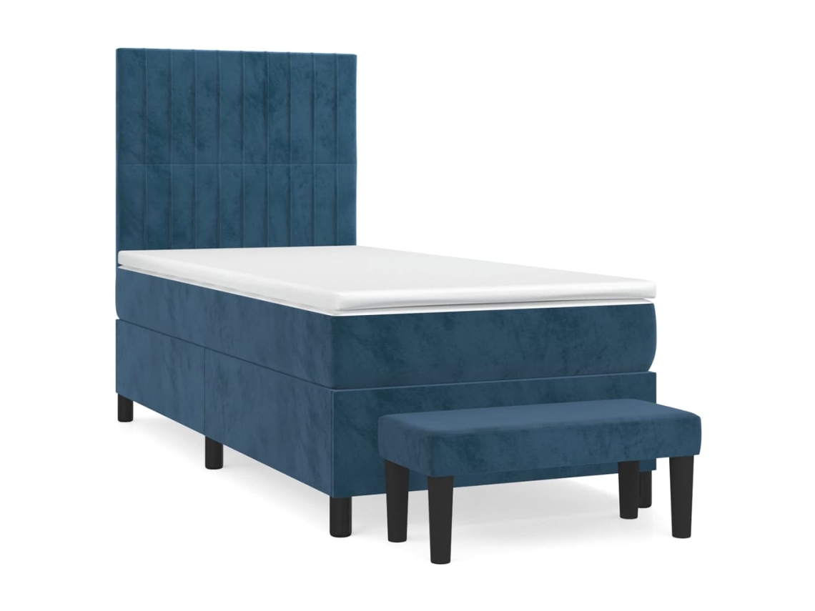 Cama com Molas/colchão 90x190 Cm Veludo Azul escuro MAISON EXCLUSIVE
