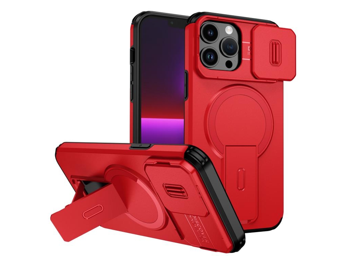 Capa Com Suporte Magsafe Para Iphone 13 Pro Max - Abertura Deslizante Com Proteção De Câmara
