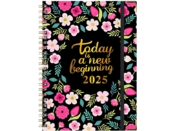 Agenda Diária 2025, De Compromissos| Calendário Mensal Com Estampa Floral- Janeiro De A Dezembro De, De,
