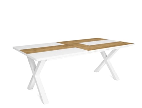 Mesa de Refeição SKRAUT HOME Tetrix 10 Lugares (Carvalho e Branco - Melamina - 194 x 90 x 75 cm)