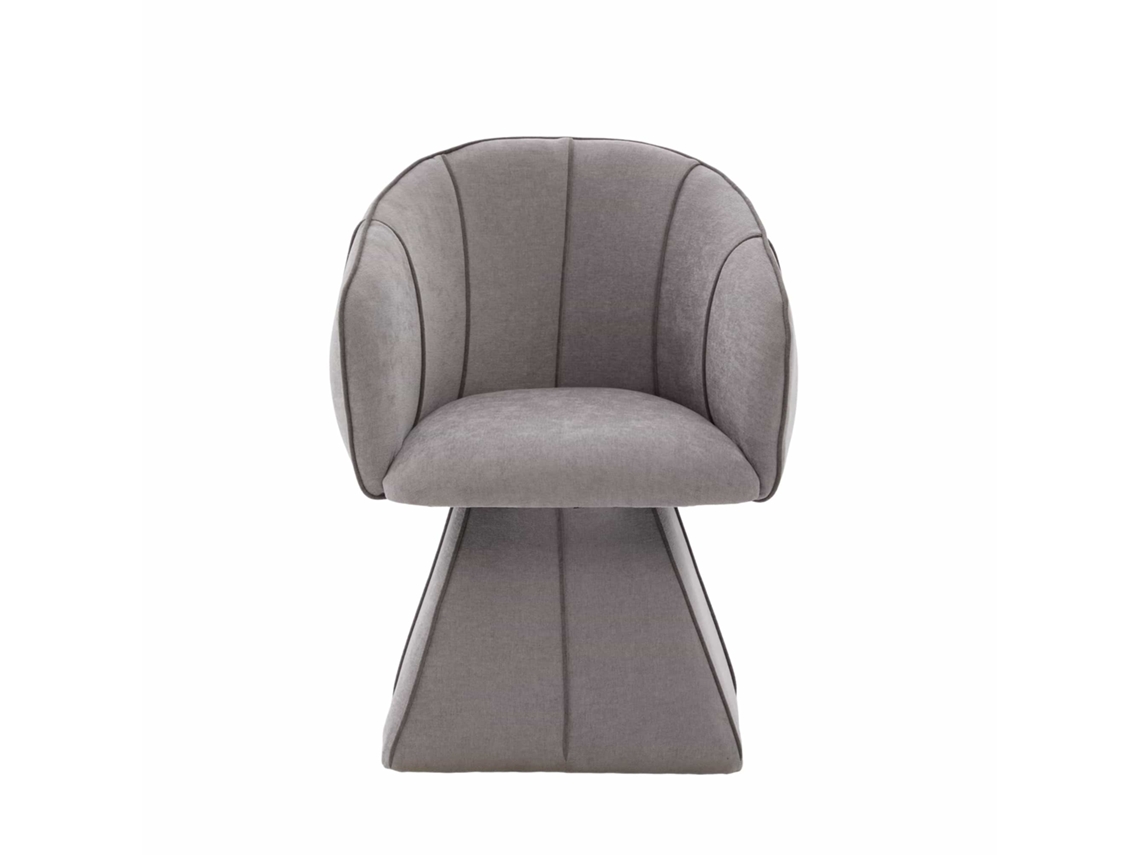 Cadeira Giratória Chenille Ergonómica Com Encosto Alto Para Quarto E Sala - Cinzenta