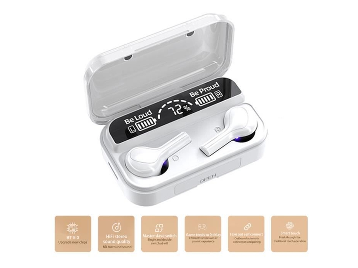 Fones de Ouvido 278 Bt 5.0 Tws Fones de Ouvido Sem Fio Meio Intra-Auriculares Estéreo À Prova D'Água Fones de Ouvido Esportivos Display de Caixa de Ca