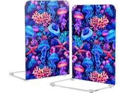 Suporte Para Livros Em Acrílico Com Formato De Recife Águas Vivas Azul Neon, Ideal Para Computador Organizador