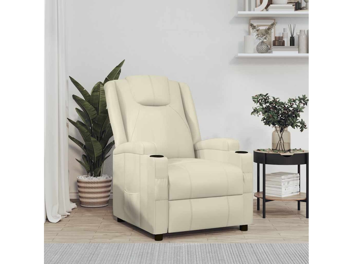 Vidaxl Poltrona Reclinável Couro Artificial Branco Nata