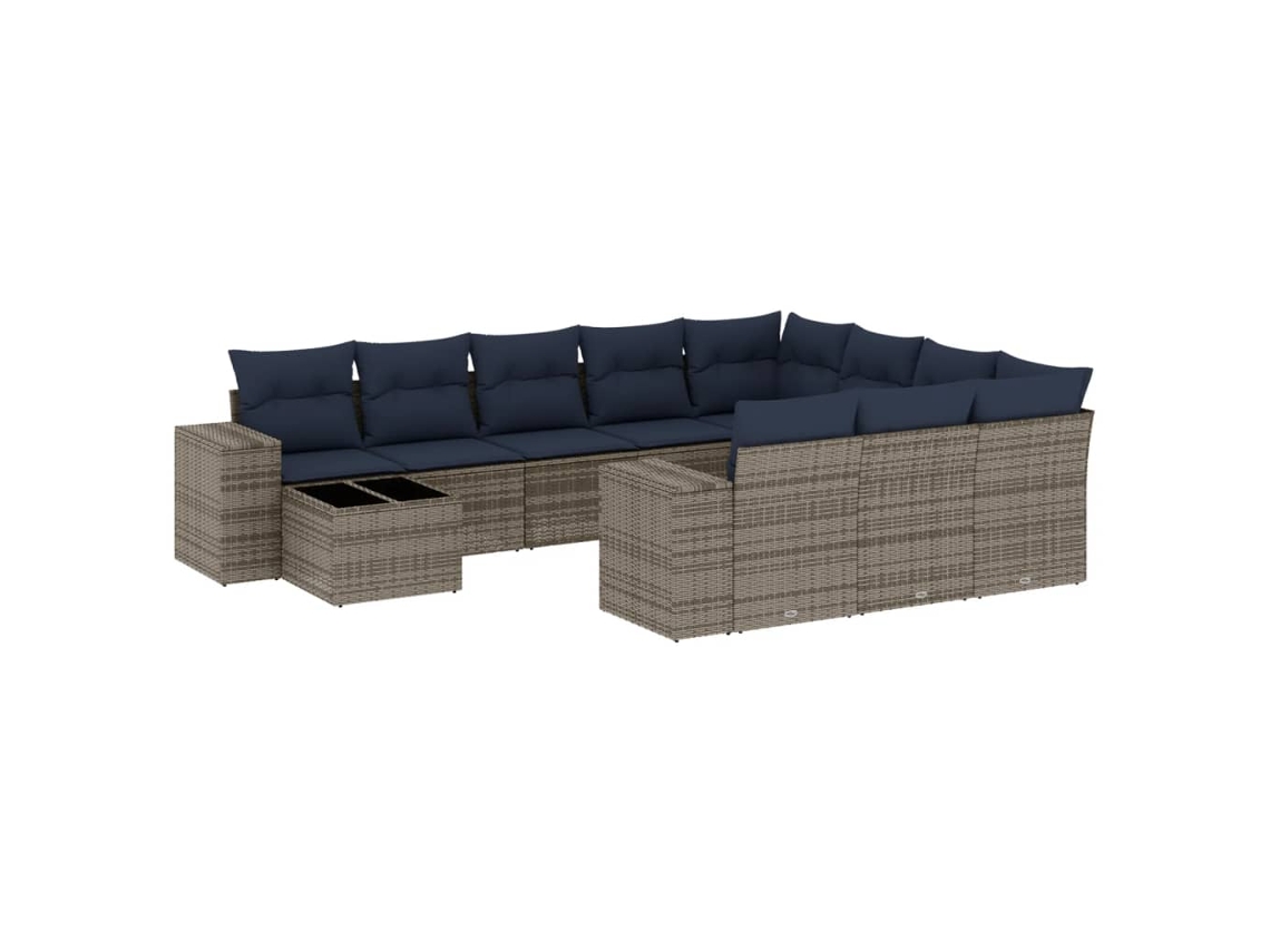 Conjunto de Sofá de Jardim, 11 Peças, Almofadas, Rattan Cinza MAISON EXCLUSIVE