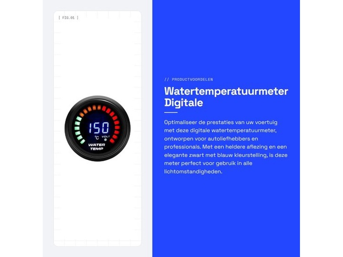 Medição De Temperatura - Termômetro Digital 52mm - Display Led - Alta Sensibilidade - Instalação Fácil - Apropriado Para Veículos 12v - Preto Com Leit
