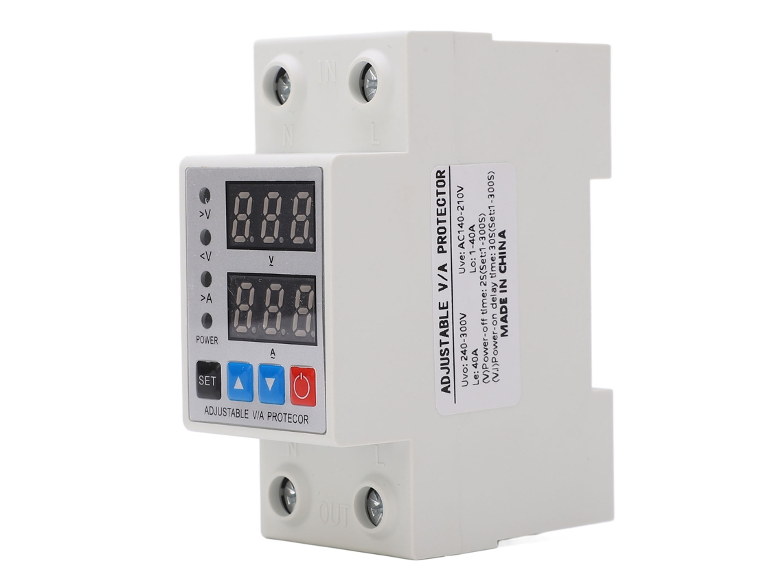 Dispositivo De Proteção Contra Tensão Alta/baixa Com Display Duplo, Proteção Contra Sobrecorrente E Sobre Carga, 40a 240v‑300v