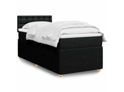 Vidaxl Cama com Molas/colchão 90x200 Cm Tecido Preto
