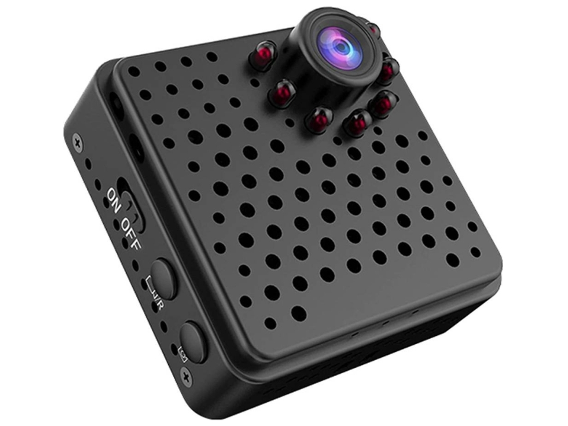 Câmera de segurança Bestvite HD 1080P WiFi com grande angular, visão noturna infravermelha e câmera esportiva (preta)