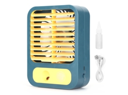 Ventilador de mesa Mali com spray, recarregável via USB, portátil, com umidificador, 1500mAh, azul