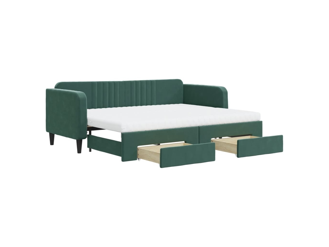 Sofá-cama com gavetão VIDAXL Verde Veludo (80x200 cm)