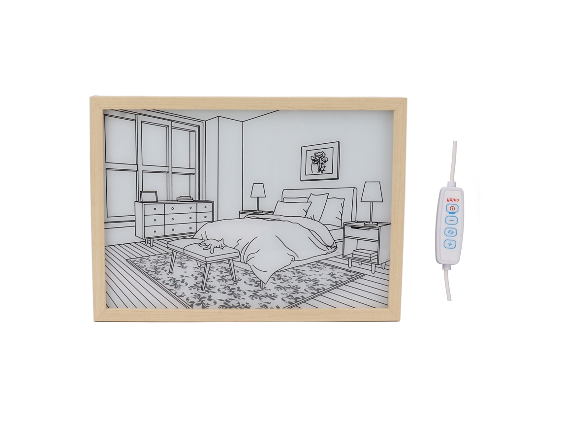 Baok-arte De Parede Iluminado Led Cuadro Com Luz Sombra Moldura De Foto 3 Cores Regulável Para Quarto Sala Modelo L 4