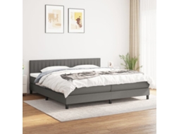 Cama Com Molas/colchão 200x200 Cm Tecido Cinzento-escuro