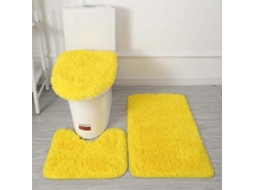 Conjunto 3 Peças Tapete Banho Macio Anti derrapante Absorvente Amarelo