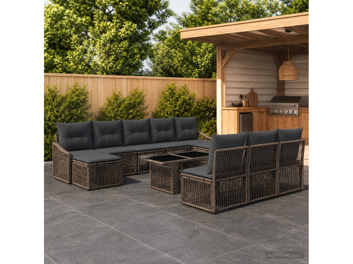 Vidaxl Conjunto De Sofá De Jardim 11 Unid. Cinza E Cinza Escuro