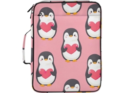 Pasta Organizadora Expansível Rosa Com Estampa De Pinguins Fofos E Corações, 7-camadas E Sistema Sanfonado Impermeável