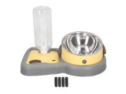 Conjunto de Comedouro e Bebedouro para Animais de Estimação, Evita Derramamentos, Elevados para Gatos com Bebedouro Automático, Amarelo AQUAFORGE