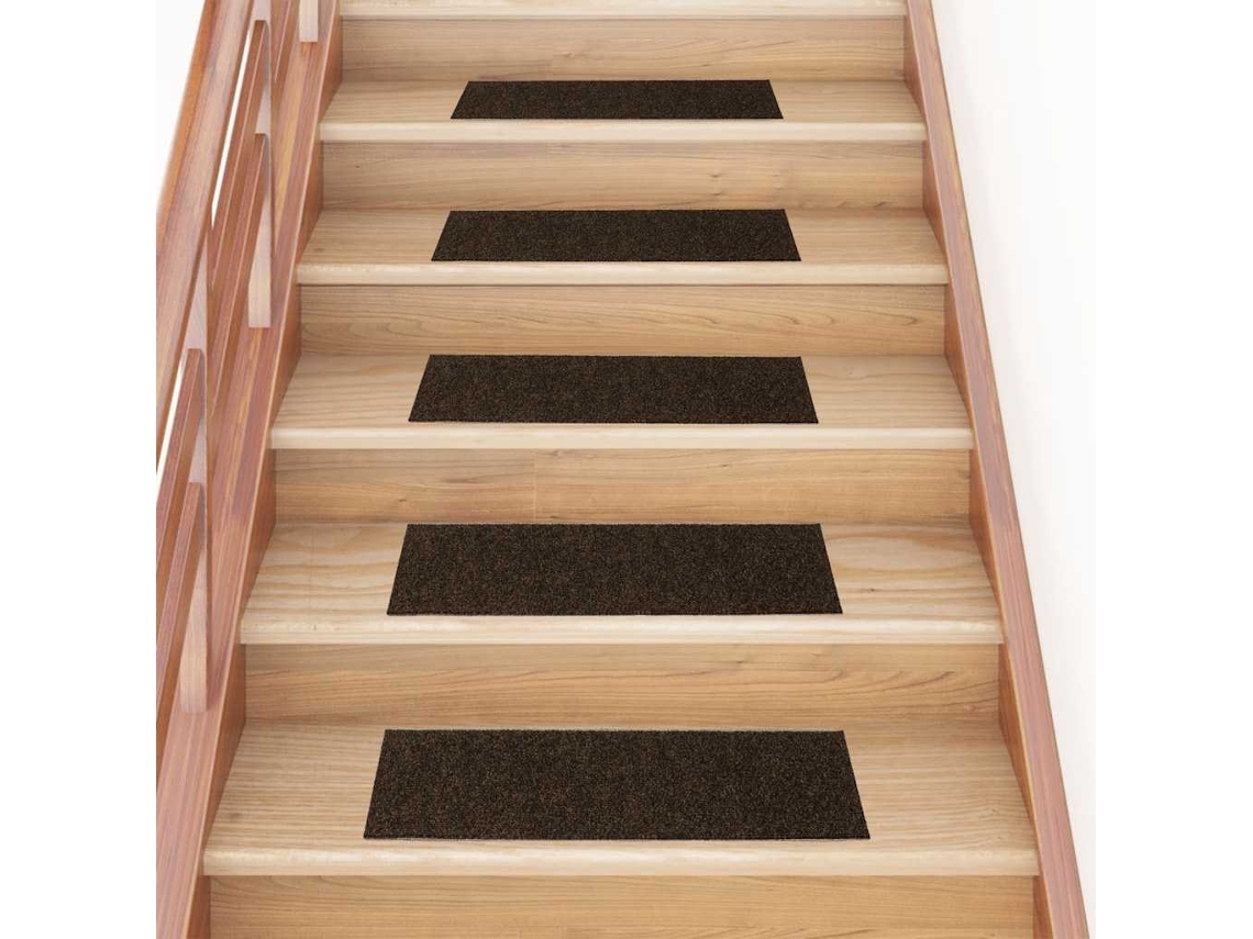 Vidaxl Tapetes De Escada Autoadesivos 30 Peças 76x20 Cm Marrom Retangular