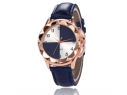 Relógio feminino de quartzo com pulseira de couro PU, mostrador bicolor, Zhoulianfa (azul royal)