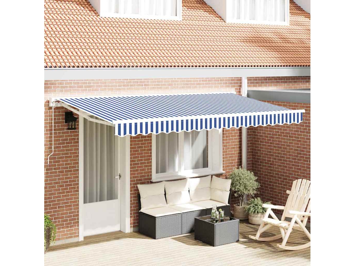 Vidaxl Estrutura De Toldo Azul E Branco 350 X 200 Cm