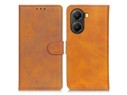 Capa Tipo Carteira Com Textura De Couro Bovino E Suporte Para Xiaomi Poco X7 Pro 5g E Redmi Turbo 4 5g, Marrom
