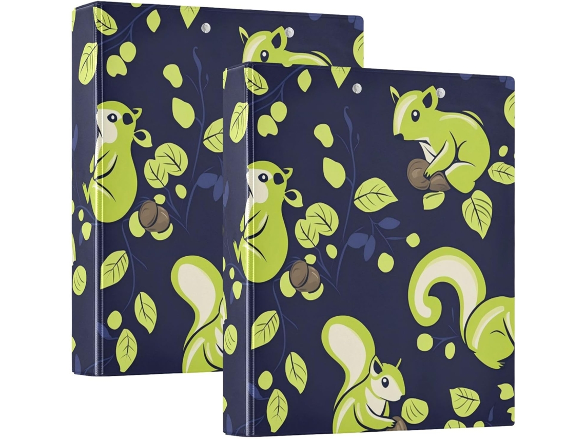 Pasta Escolar Fofa De Esquilo Verde 3, 8cm 1 2 Polegada Com 3 Argolas E Prancheta, Pacote Com 1 2 Unidade, Capa Dura E