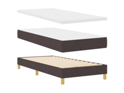 Conjunto 1 Cama Box Vidaxl Castanho Tecido (90 X 200 Cm)