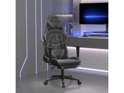 Vidaxl Cadeira Gaming C/ Apoio Pés Couro Artificial Preto E Cinza