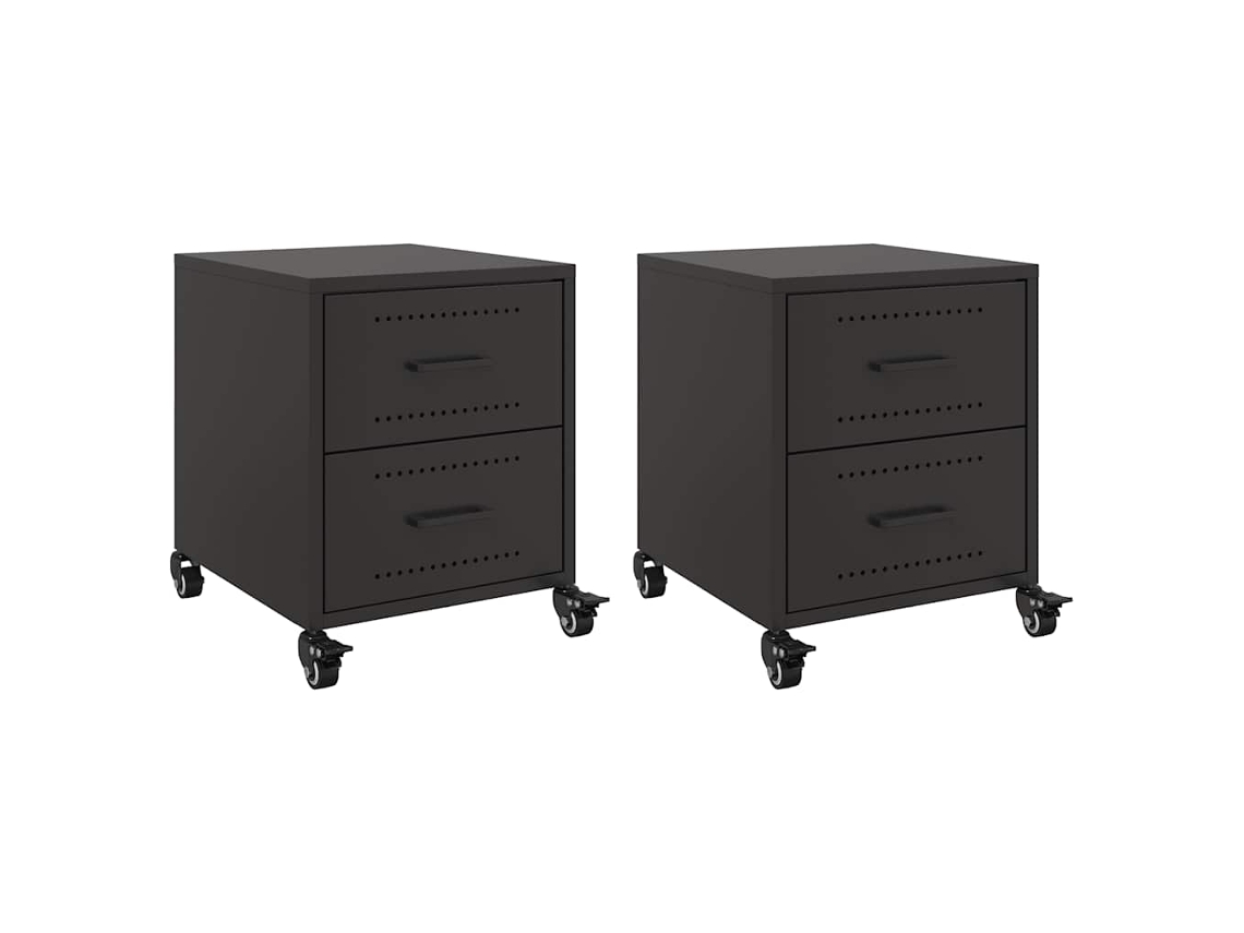 Mesas de Cabeceira 2 Pcs 36x39x43,5 Cm Aço Preto MAISON EXCLUSIVE