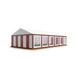 Tenda para Festas 6x12 M, PVC 700, Vermelho e Branco, Porta-Ferramentas