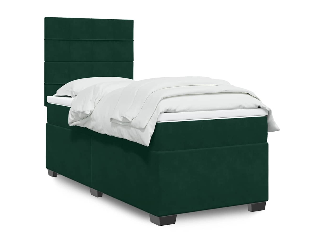 Vidaxl Cama com Molas/colchão 80x200 Cm Veludo Verde escuro