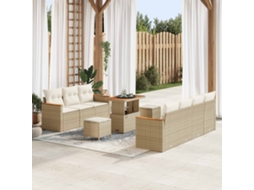 Vidaxl Conjunto De Sofá De Jardim 10 Unid. Bege Vime Pe