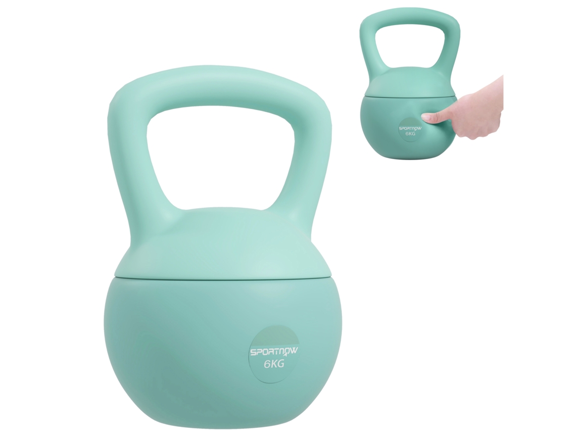 Kettlebell 6 Verde Kg Preenchido Com Areia Metálica E Cabo Antiderrapante Para Treinamento Em Casa 19x19x28 Cm