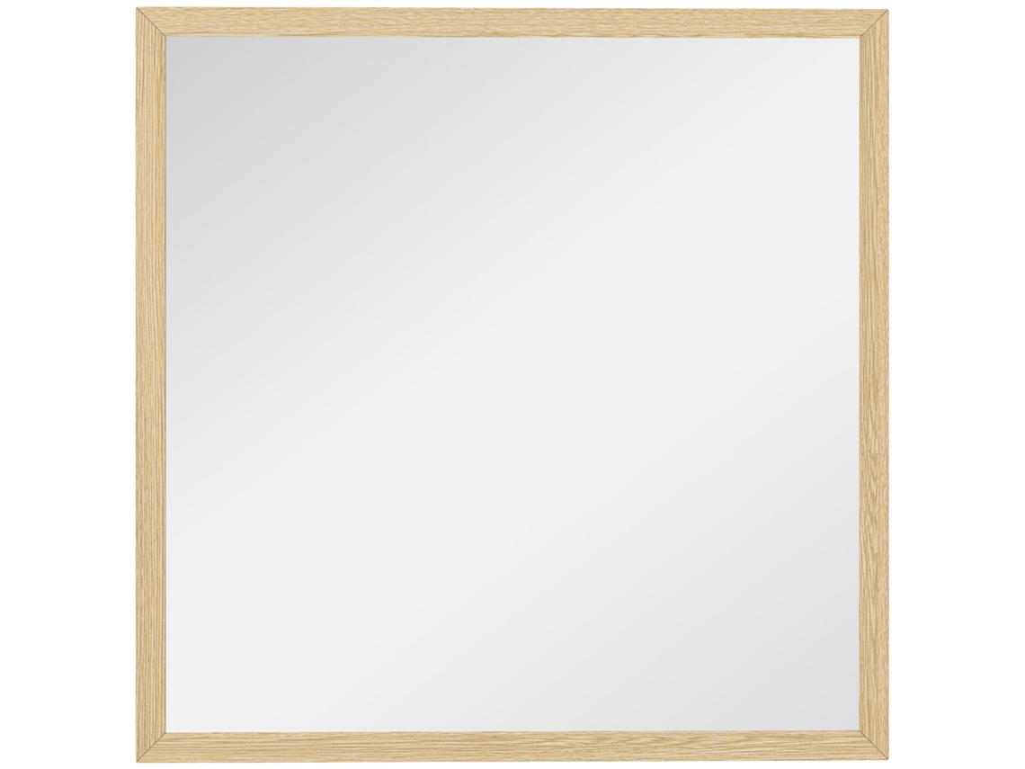 Espelho quadrado de parede com estrutura de madeira 50x50 cm natural S/MARCA