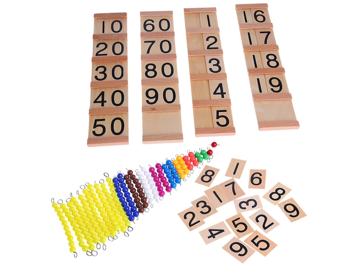 Conjunto Educativo De Matemática Em Madeira Com Barras Numéricas