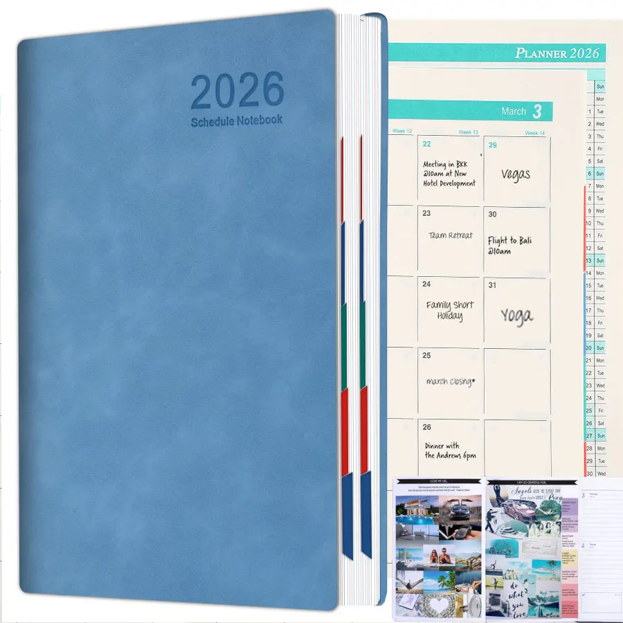 (2026-azul, A5) Pacote Com 5 Agendas De Bolso Portáteis Tamanho A5, 365 Dias, Capa Em Pu