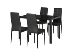 Conjunto de Refeição Vidro, Metal, Pu e Espuma Cor Preto 120x70x75 cm Homcom